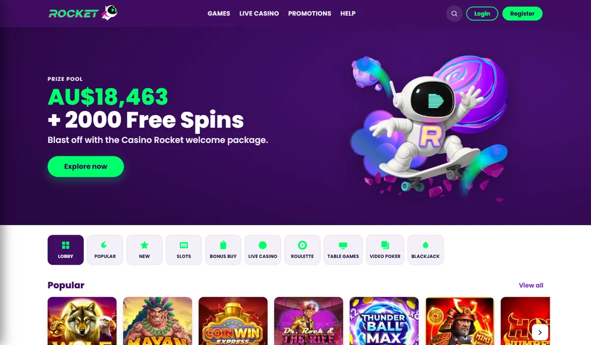 Casino Rocket lobby