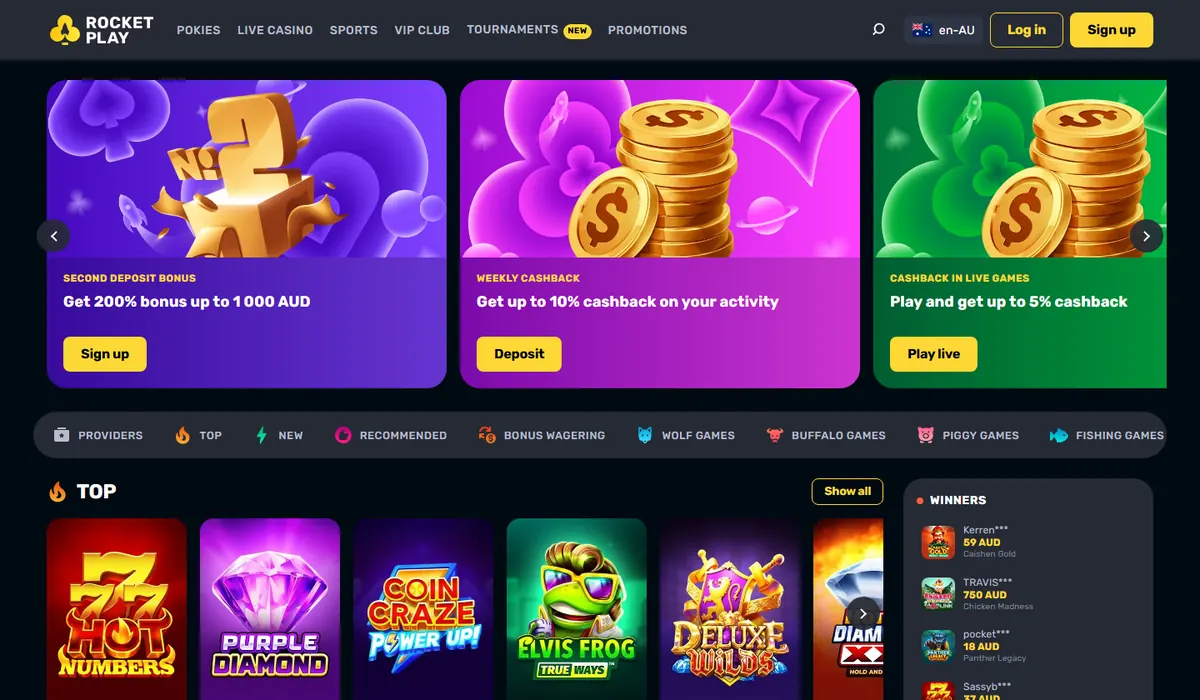 RocketPlay lobby