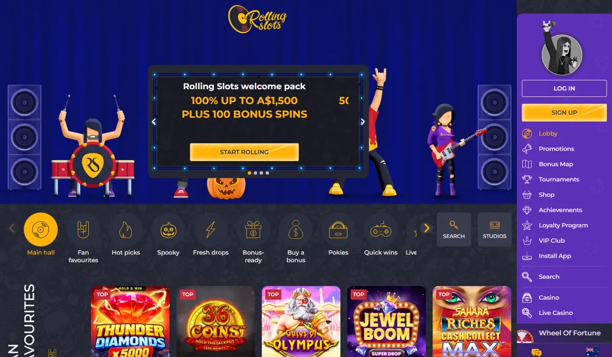 Rolling Slots lobby